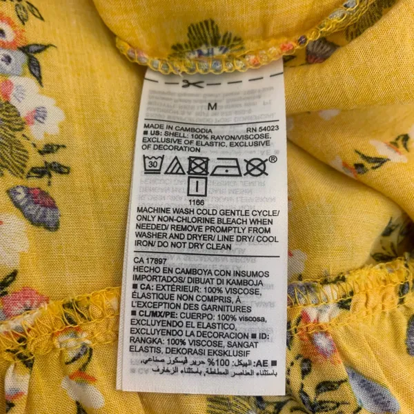 Old Navy Women's M Mustard Yellow‎ Floral Stripe Smocked Tiered Maxi Dress Boho - Image 6