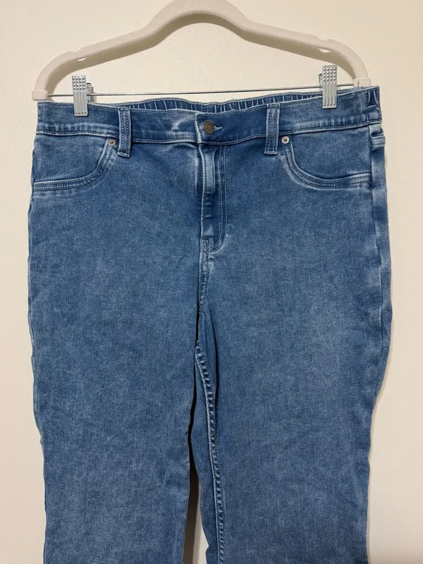 Aerie Pull On Baby Flare Jeans Size Large Medium Blue Stretch Retro Boho 90s - Image 4