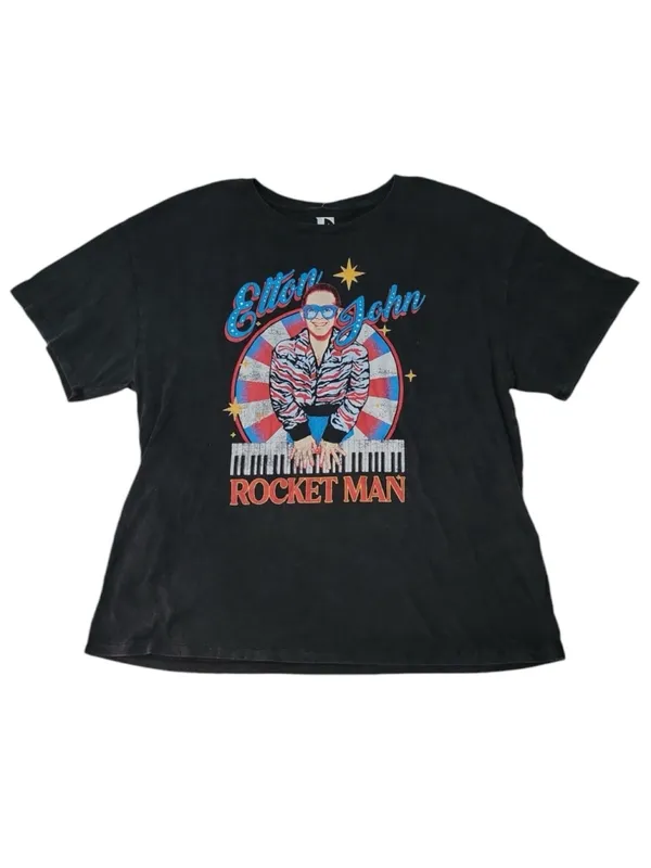 Elton John Soft Lightweight Crewneck Short Sleeve Licensed Band Graphic Tee XL - Image 2