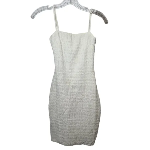 Princess Polly White Textured Ruched Mini Dress Bodycon Cottagecore Size‎ 2 - Image 2