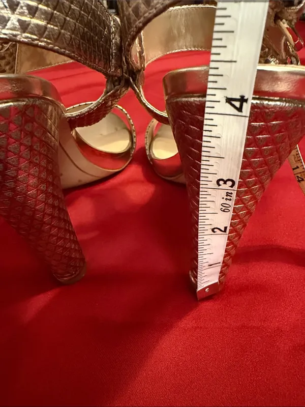 Karl Lagerfeld Rose Gold Textured Slingback Heels - Image 3