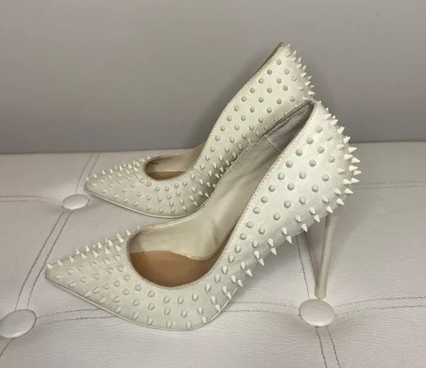 Steve Madden Off White Studded Vala Si Vala Heels Sz 5.5 - Image 7