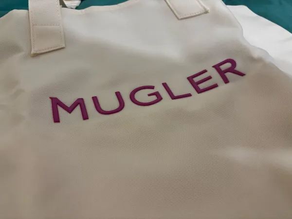 Mugler Ivory Tote with Pink Logo NEW - Image 4