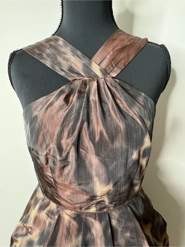 Banana Republic Leopard Print Halter Dress 0 Mob Wife Indie Sleaze Fit Flare - Image 3