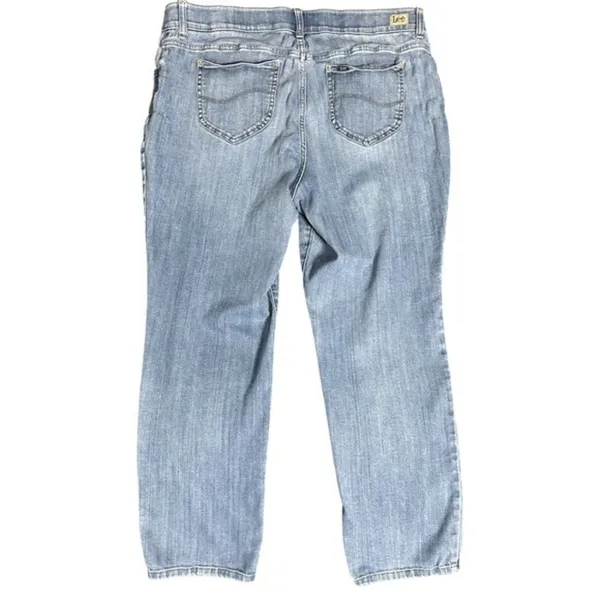 LEE Women Medium Relaxed Fit‎ Straight Leg Mid Rise Denim Blue Jeans Western - Image 2