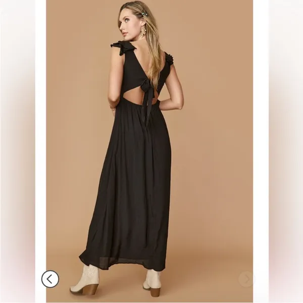 Francesca’s Black‎ Ruffle Open Back Maxi Dress NWT - Image 3