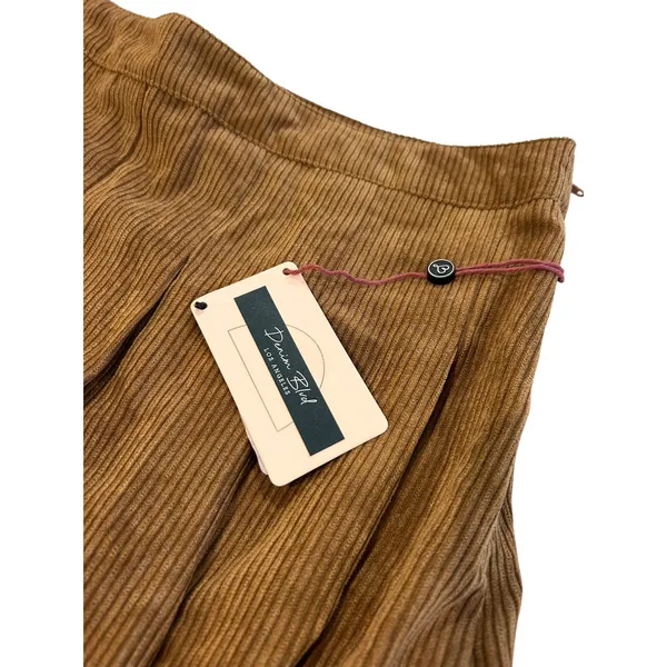 Y2K Denim Blvd Los Angeles Corduroy Brown Pleated Skirt Size L NEW - Image 2