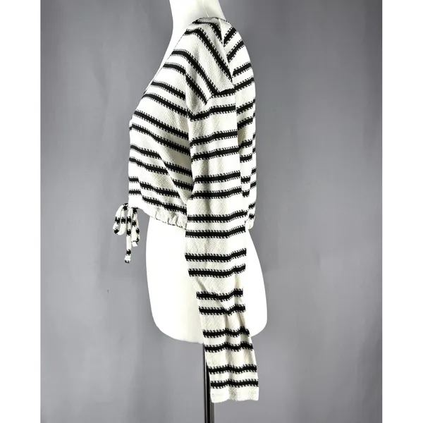Aeropostale Striped Crop Top‎ Long Sleeve Drawstring Sweater Size S Preppy Y2K - Image 8