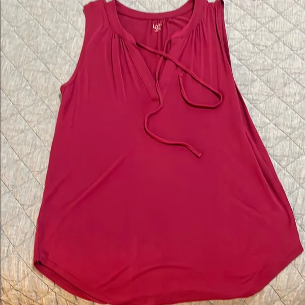 LOFT Red Sleeveless Tie Front Tank Top - Image 3