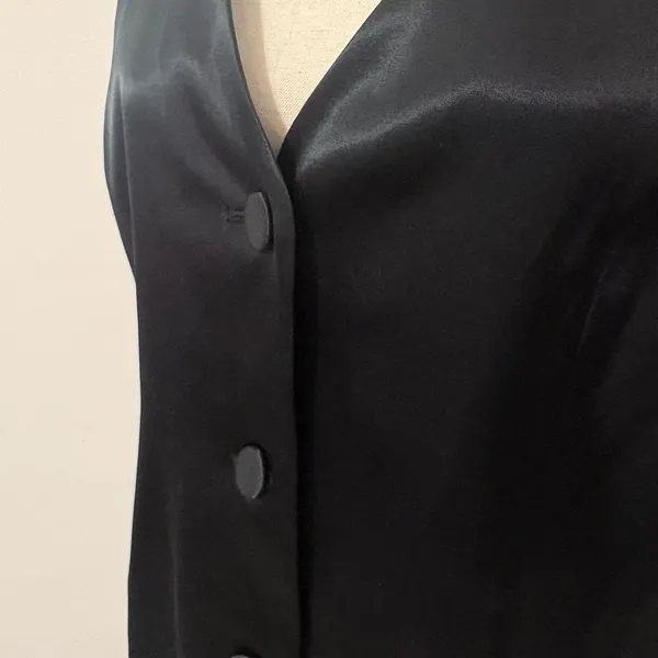 Madewell Black Satin Button Front Vest Sz 12 - Image 4