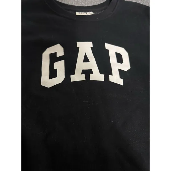 GAP Women's Black Logo Crewneck Cropped Sweatshirt Sz S - Image 2