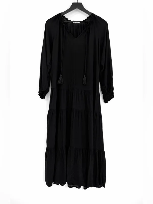 LOVESTITCH Dancing On Air Tiered Maxi Dress Black S - Image 2