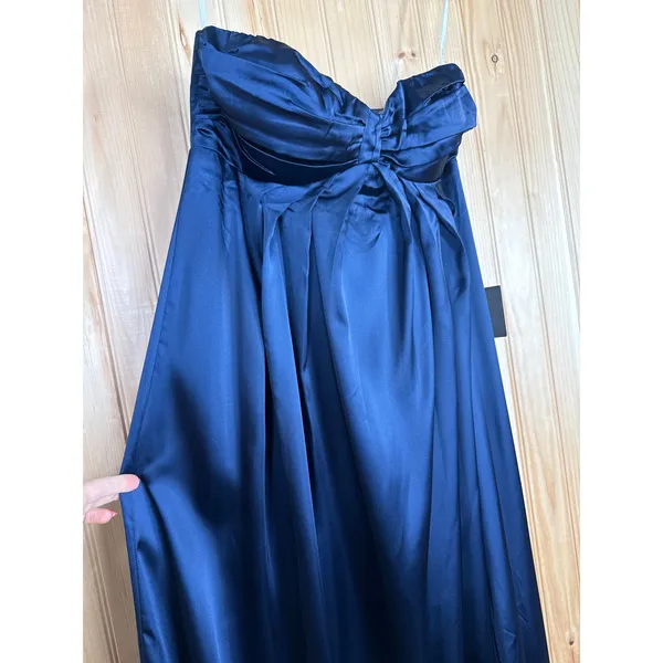 NWT Lulus Memorable Entrance Dark Blue Strapless Satin Maxi Dress Bridesmaid L - Image 4