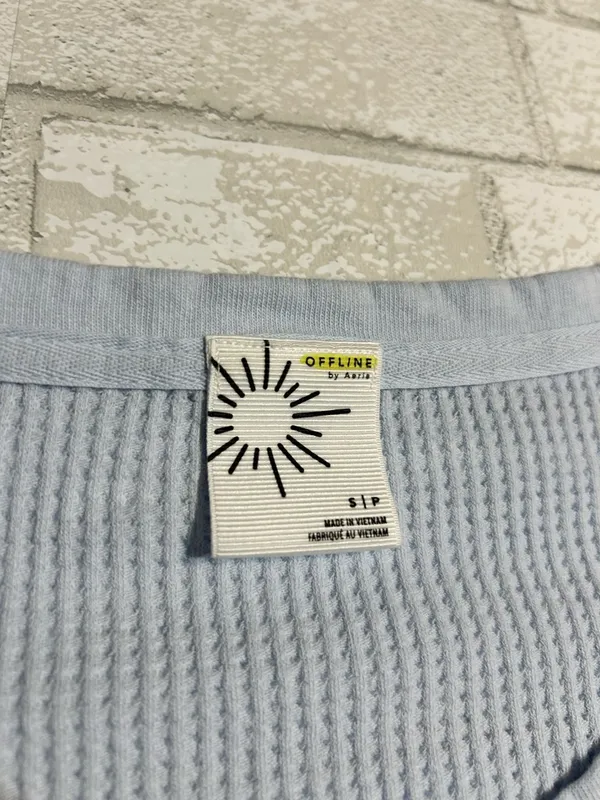 Offline oversized Women's Waffle Knit Top Size small Blue - Image 3