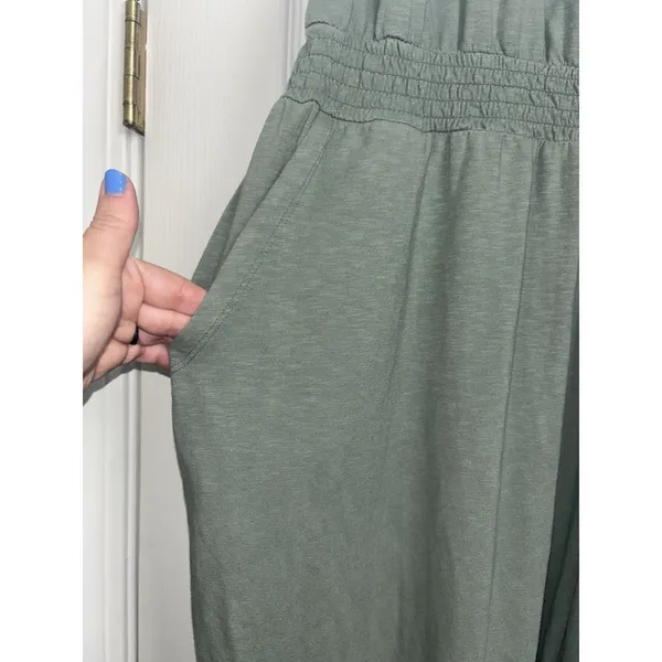 Aerie Green Soft Track Racerback Tank Jumpsuit XXL Stretch Comfy Pockets - Image 6