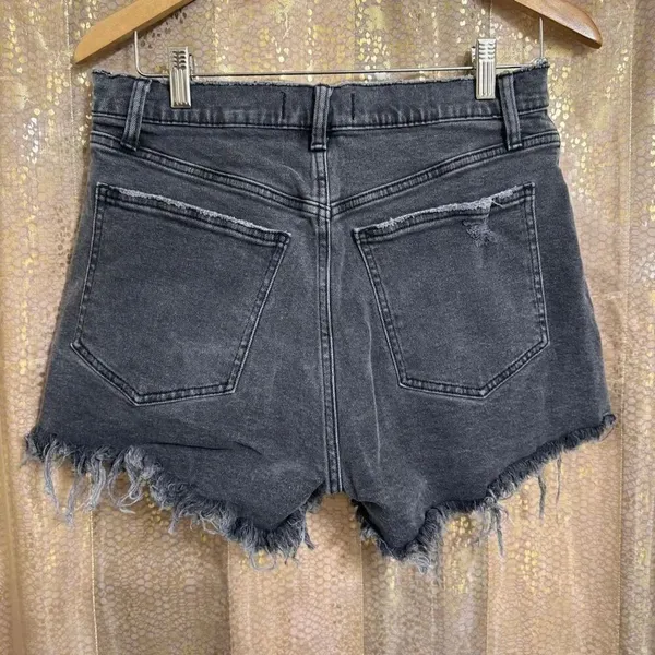 Abercrombie & Fitch High-Rise Mom Shorts Black Wash Curve Love 10/30 - Image 2
