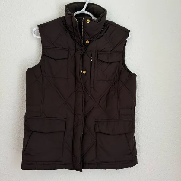 Land’s End Espresso Brown Quilted Puffer Vest Jacket Zip Up Women’s Size XS 2 4 - Image 3