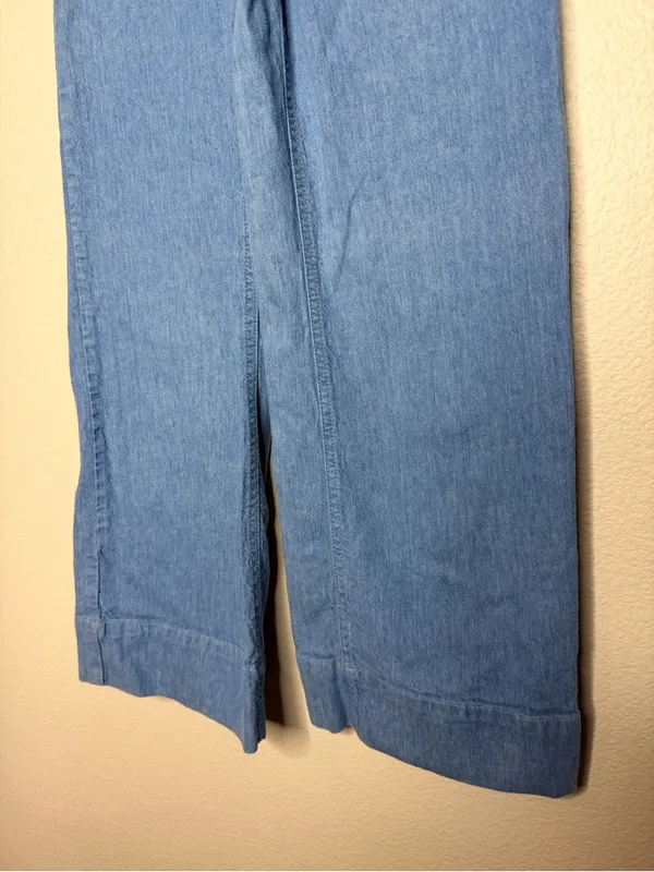 Pilcro Women High-Rise Wide-Leg Trouser Jeans 24P Boho Blue Cotton Linen Coastal - Image 5