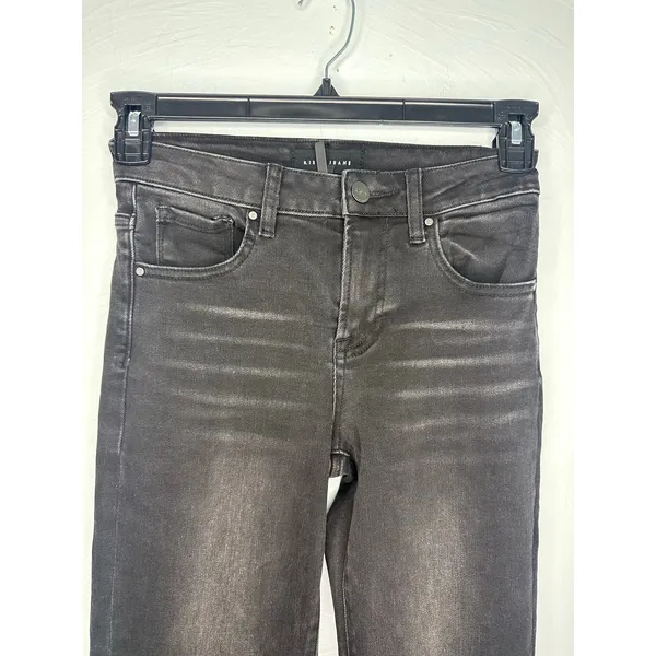 Risen Jeans Mid Rise Slim Straight Black Women's Size 1 25 Waist Stretch - Image 3