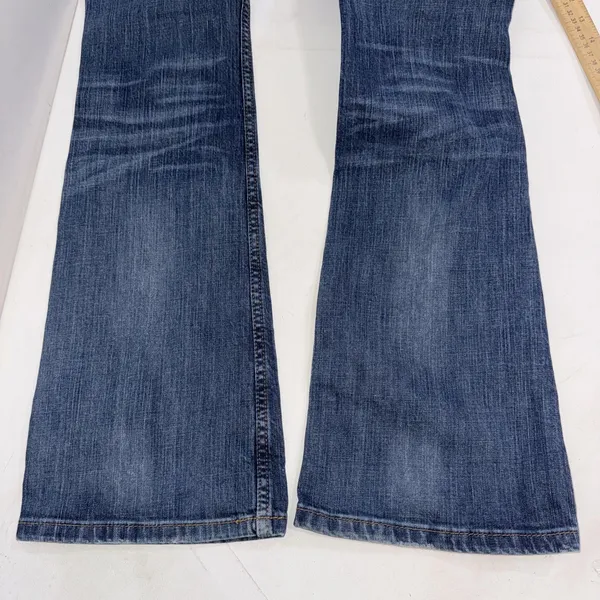 American Eagle Outfitters Vintage Y2K Hipster Flare Festival Blue‎ Jeans Size 2R - Image 11