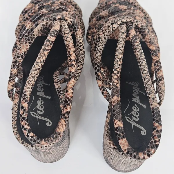 Free People‎ Colette Cinched Heel Python Snakeskin Size 36.5 Sandal - Image 7