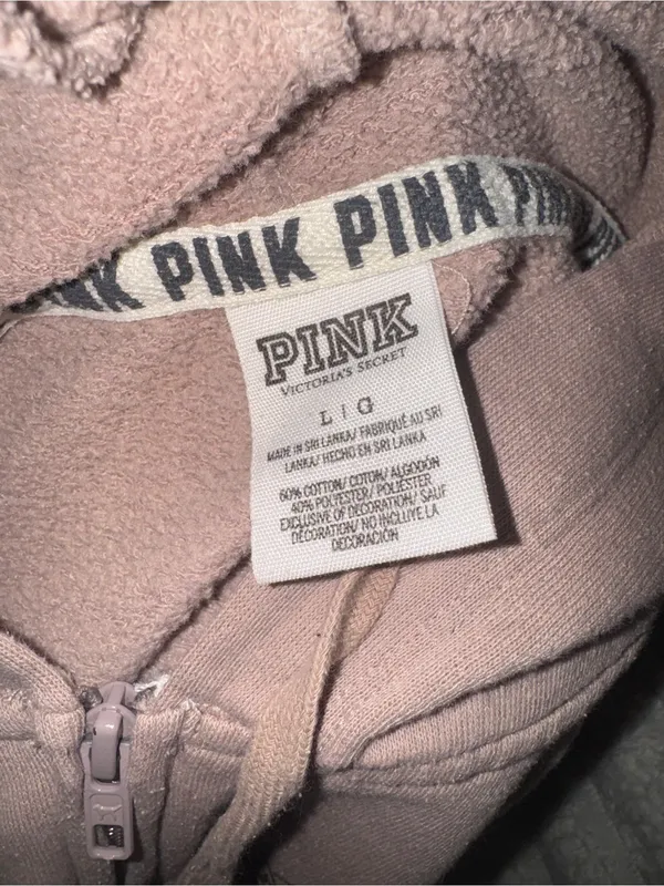 Victoria’s Secret PINK Y2K Light Pink Zip Hoodie L Fits S - Image 8