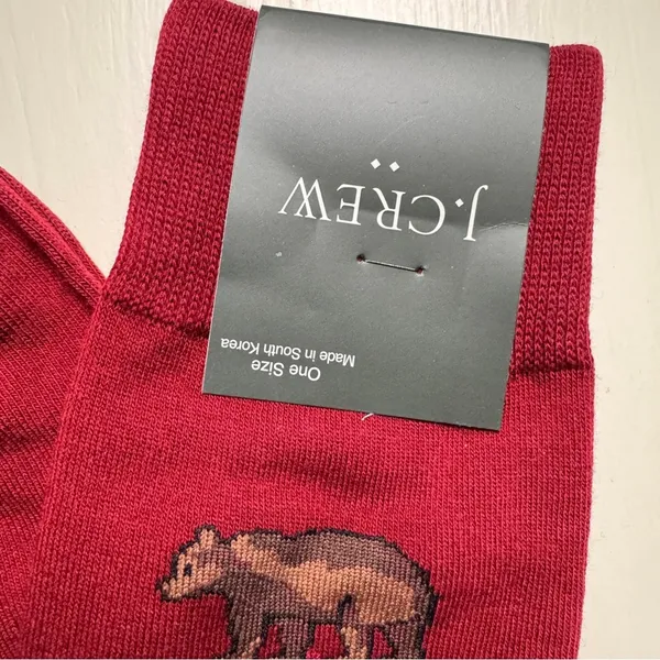 J.Crew Men's Bear Theme Graphic Design Trouser Socks OS - Image 4