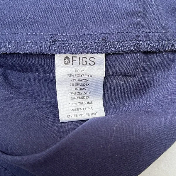 FIGS Technical Collection Blue Feather Fabric Trim Scrub Top‎ Size Medium M - Image 5