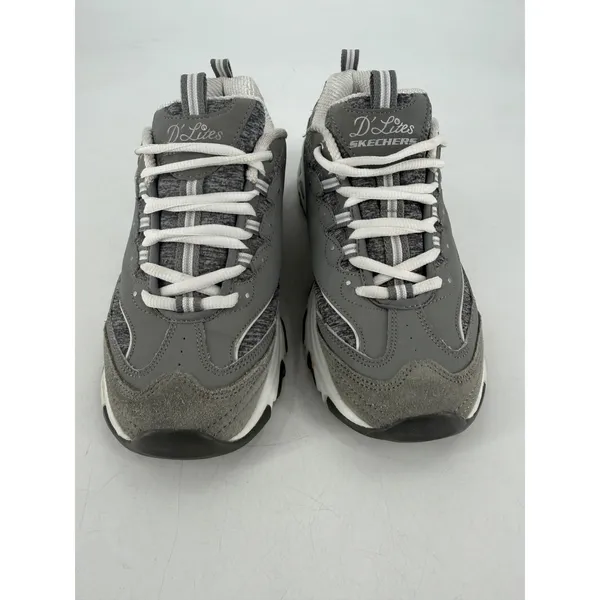 Skechers D'Lites Sneakers Womens 8 Gray White Memory Foam Walking Shoes Retro - Image 12