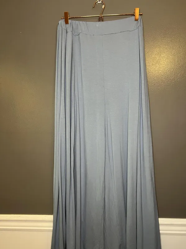 FP Beach Skirt Womens Medium Blue Jersey Maxi Elastic Waist Flowy Boho Casual - Image 2