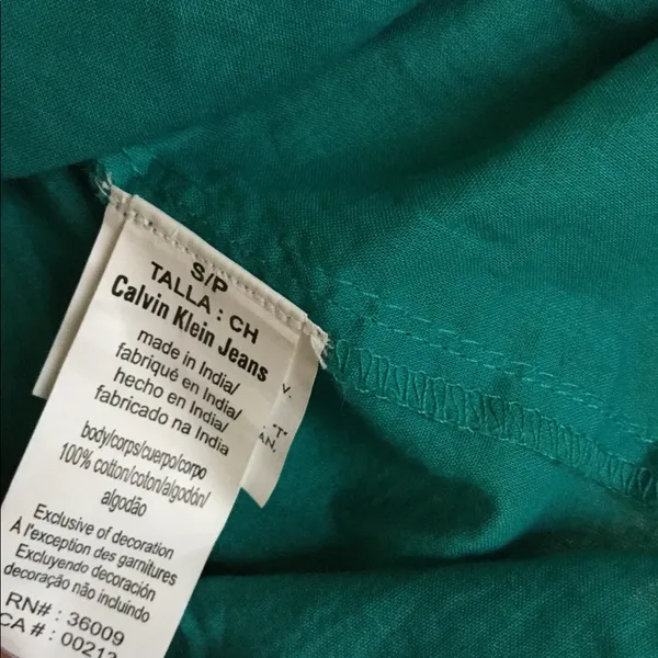 Calvin Klein green embellished sleeveless top cotton size small v-neck tank top - Image 5
