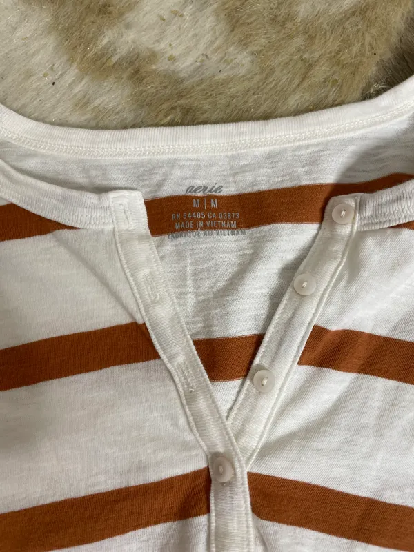 Aerie Striped Henley Long Sleeve Top - Image 4