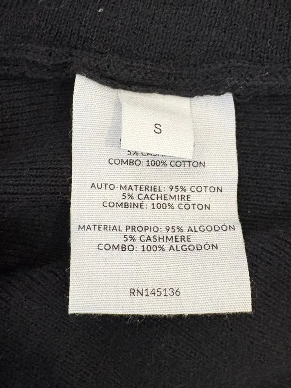 🌟 Naadam 🌟 Mixed Media Collared Sweater Cardigan Cotton Cashmere Black Sz S - Image 7