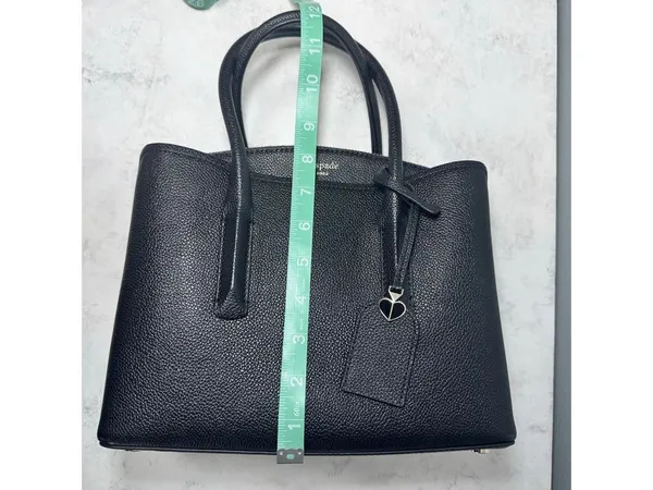 Kate Spade Black Leather Margaux Satchel Tote with Crossbody Strap - Image 8