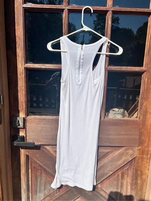 Vintage Ribbed White Tank Dress Back Zipper Y2K/2000s Poof! - Image 3