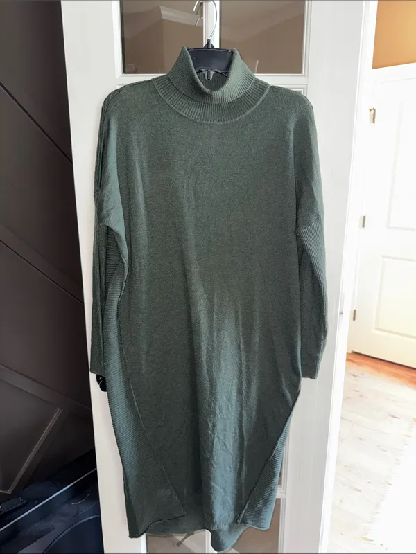 ASOS Green Turtleneck Knit Sweater Midi Dress 8 - Image 2