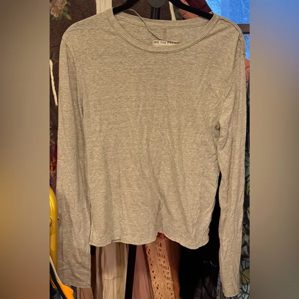NWOT Free People We The Free Nova Long-Sleeve Tee - caiman gray tan - XS - Image 6