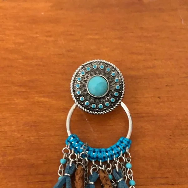 Justin Boots Turquoise Concho Fringe Earrings Western Cowgirl Boho Statement NWT - Image 9