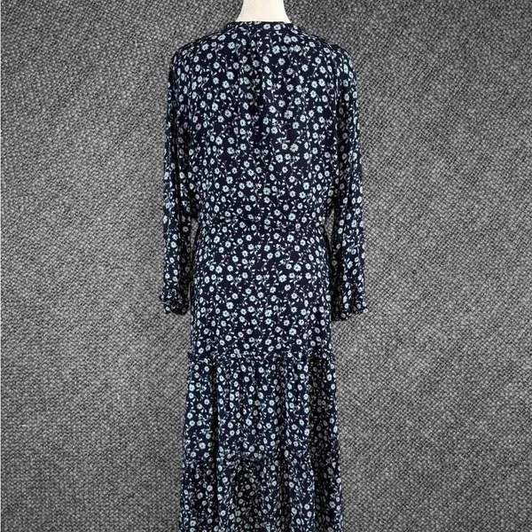 Navy Floral Long Sleeve Tiered Dress - Image 8