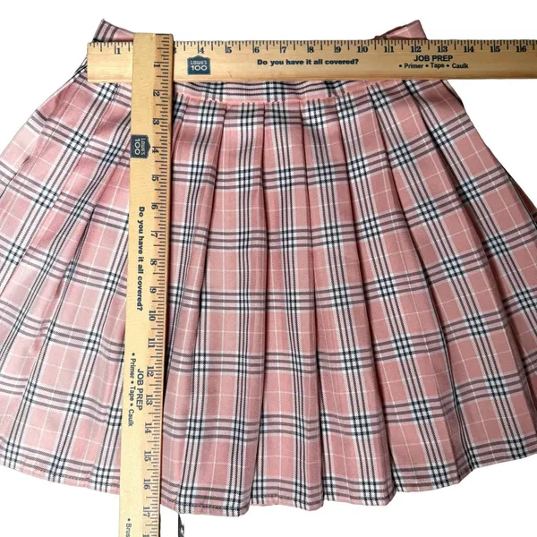 Pink‎ Black Plaid Pleated Skirt M Tennis Pickleball Schoolgirl Mini Skirt Y2k - Image 4