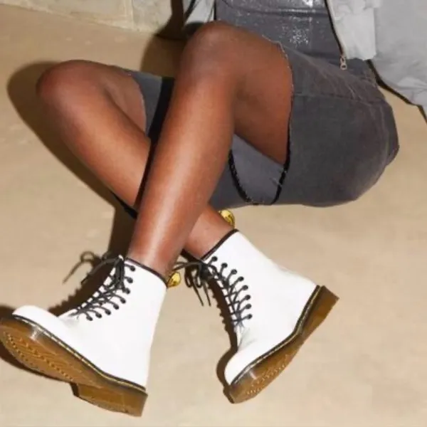 DR. MARTENS White Combat Boots - Image 4
