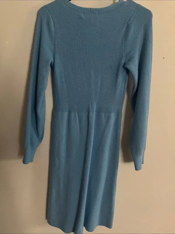 Willow & Wind Long Sleeve Ruched Blue Dress - Image 5