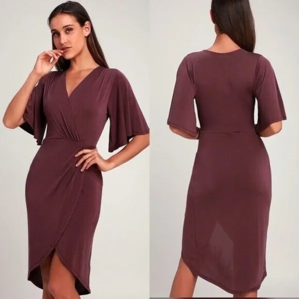 Lulus Dulcet Surplice Midi Dress Purple Size‎ Small - Image 2
