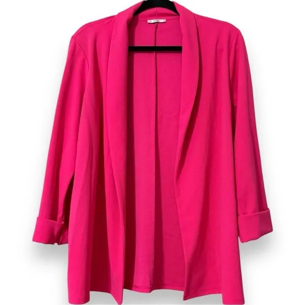Jodifl vibrant pink open front drape blazer long sleeve see measurements - Image 3