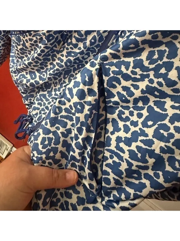 Adidas NEO Blue White Animal Print Wind Breaker Zipper Jacket - Image 6