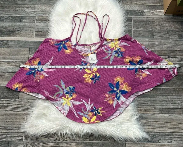 NWT We the Free Free People Hey Girl Cotton Tank Top In Spring Plum Combo - Image 6