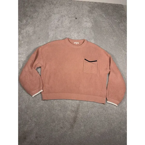 Demylee Sweater Womens Small Pink‎ Cotton Pocket Oversized - Image 5
