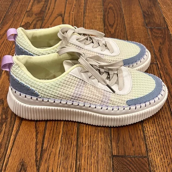 Nicole Miller New York Brita‎ Woven Rainbow Pastel Platform Sneakers Womens 10 - Image 3