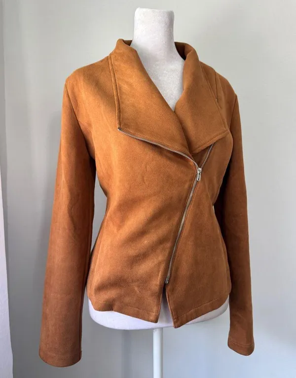 Have Tan Faux Leather Full Zip Lightweight Jacket Size M - Image 5