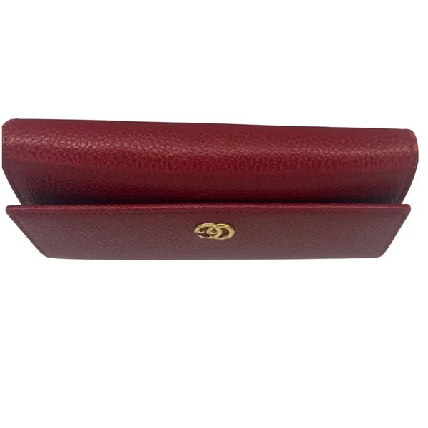 Gucci GG Marmont Continental‎ Wallet Hibiscus Red Pebbled Leather Wallet - Image 10